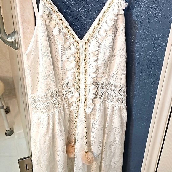 NWOT White Maxi Lace Sundress w adjustable Spaghetti Straps 2XL White - Picture 11 of 16